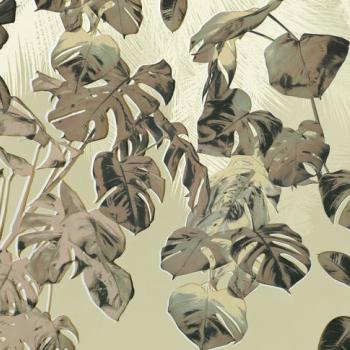 Levélmintás tapéta, vintage hatású, 350x250 cm, zöld - barna - NUANCE kép