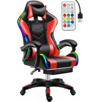 Likeregal 920 LED gamer szék lábtartóval piros kép