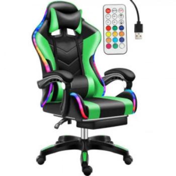 Likeregal 920 LED gamer szék lábtartóval zöld kép