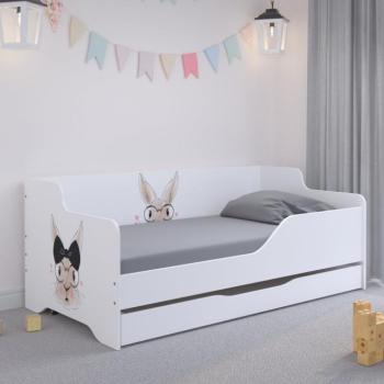 LILU Fehér gyerekágy háttámlával 160 x 80 cm - Cuki nyuszi kép