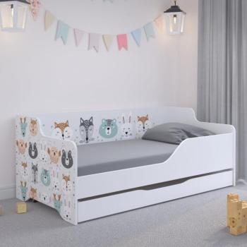 LILU Fehér gyerekágy háttámlával 160 x 80 cm - Erdő állatai kép