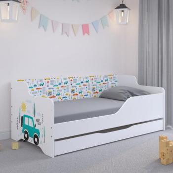 LILU Fehér gyerekágy háttámlával 160 x 80 cm - Terepjáró kép