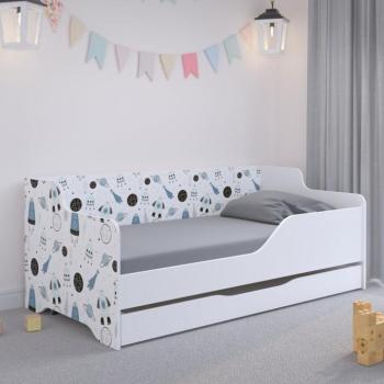 LILU Fehér gyerekágy háttámlával 160 x 80 cm - Űrhajós kép