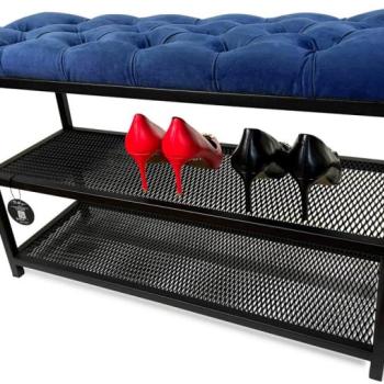 Loft cipőpad kárpitozott üléssel 80 cm - több színben kék kép