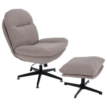 Luxus forgófotel lábtartóval, szürkésbézs/fekete, MADIX kép