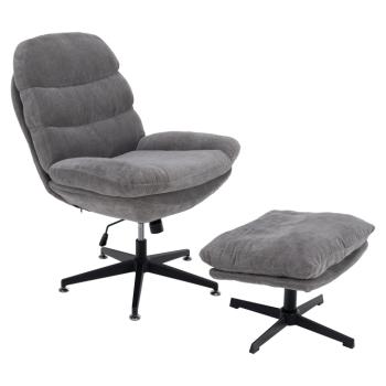 Luxus forgófotel lábtartóval, világosszürke/fekete, DARIEN kép