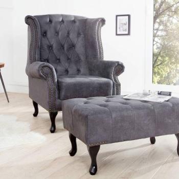 Luxus fotel Chesterfield szürke kép