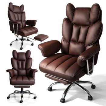 Luxus irodai szék RELAX PRO lábtartóval - barna műbőr kép