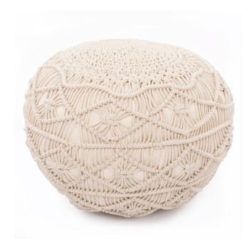 Macramé bézs puff, magasság 35 cm - Tiseco Home Studio kép