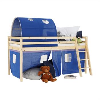 Magasított ágy, természetes/kék, 90x200, INDIGO kép