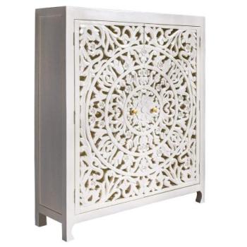 MARRAKECH fehér mangófa tálalószekrény 140cm kép