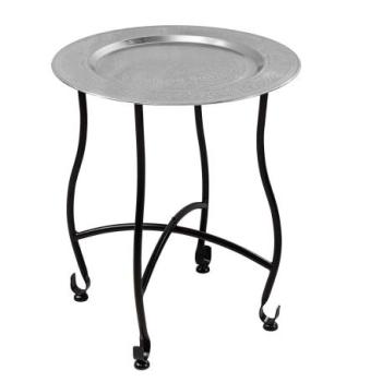 MARRAKESH ezüst dizájn acél lerakóasztal levehető tálcával 50cm kép