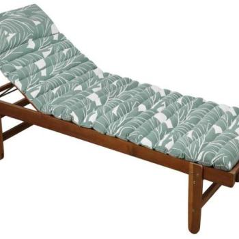 Matrac napozóágyhoz, levélmintás, pamut - poliészter, zöld - fehér, 60x180 cm - AKITA kép