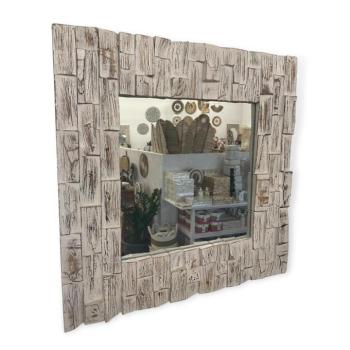 MENDOYO fehér fakeretes tükör 60x60 cm kép