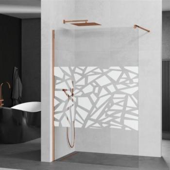 Mexen Kioto walk-in zuhanyfal - átlátszó - dekorbetéttel üveg / rosegold profil - 90 cm (800-090-101-60-85) kép