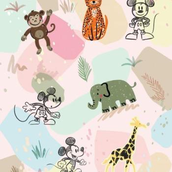 Mickey egér, állatok tapéta, színes, 200x250 cm, rózsaszín - zöld - barna - MICKEY kép