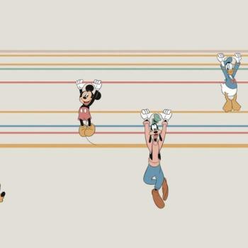 Mickey egér lóg a barátaival tapéta, 300x250 cm, bézs - piros - kék - MICKEY AND FRIENDS kép