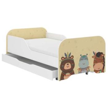 MIKI gyerekágy 140×70 cm matraccal és ágyneműtartóval – boho szafari kép