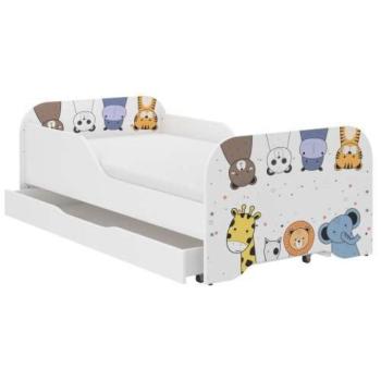 MIKI gyerekágy 140×70 cm matraccal és ágyneműtartóval – mini zoo kép