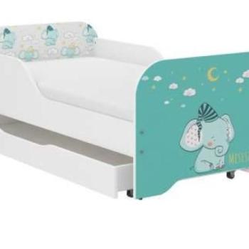 MIKI gyerekágy 140×70cm matraccal és ágyneműtartóval – elefánt kép