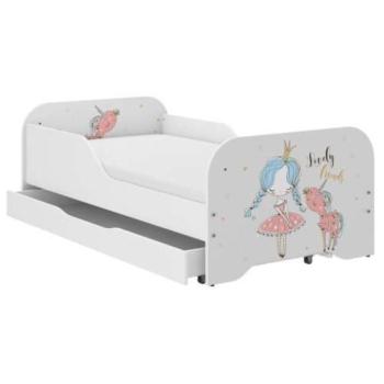 MIKI gyerekágy 140×70cm matraccal és ágyneműtartóval – hercegnő unikornissal kép