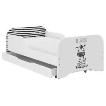 MIKI gyerekágy 140×70cm matraccal és ágyneműtartóval – zebra szafari kép