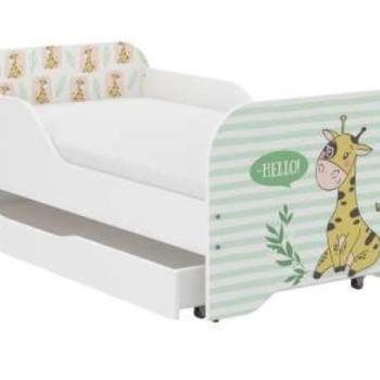 MIKI gyerekágy 140×70cm matraccal és ágyneműtartóval – zsiráf kép