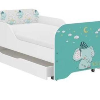 MIKI gyerekágy 160×80cm matraccal és ágyneműtartóval – elefánt kép