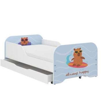 MIKI gyerekágy 160×80cm matraccal és ágyneműtartóval – kapibara szörf kép