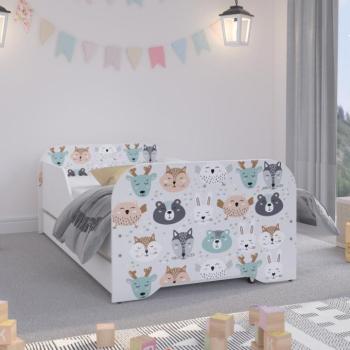 MIKI Gyerekágy ágyneműtartóval 160 x 80 cm - Erdei állatok kép