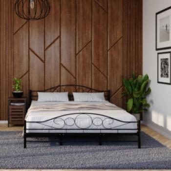 Mimi fém ágykeret ajándék ágyráccsal, 140 x 200 cm, fekete kép