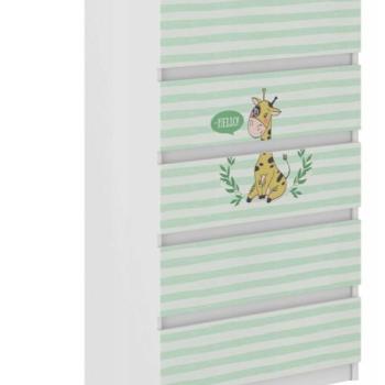 Minőségi gyerek komód 121 x 40 x 70 cm - Cuki zsiráf kép