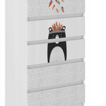 Minőségi gyerek komód 121 x 40 x 70 cm - Fekete indián maci kép