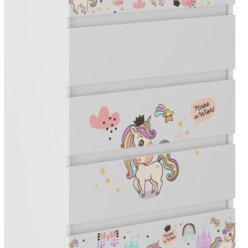 Minőségi gyermek komód szivárványos egyszarvú motívummal 121x40x70 cm kép