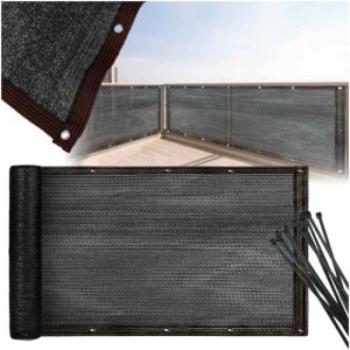 Modern balkon- és terasz takaró 105x500 cm + rögzítő - fekete kép