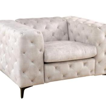 MODERN BAROCK bézs bársony fotel kép