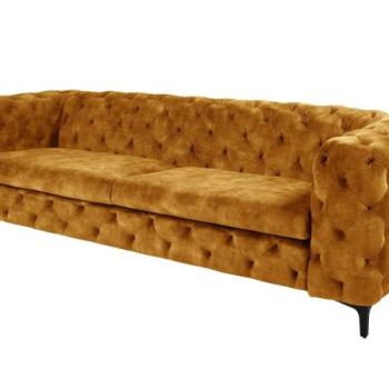 MODERN BAROCK mustársárga bársony kanapé 3-személyes kép