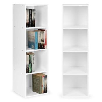 Modern fa 4 polcos könyvespolc - fehér kép