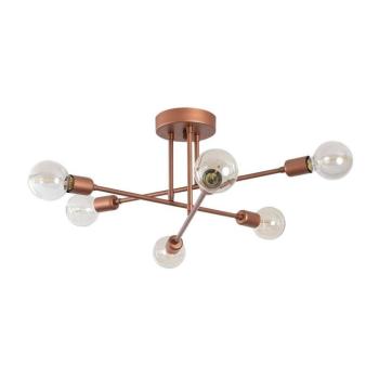 Modern fém mennyezeti lámpa, 6 égős, rosegold - SPOUTNIK kép