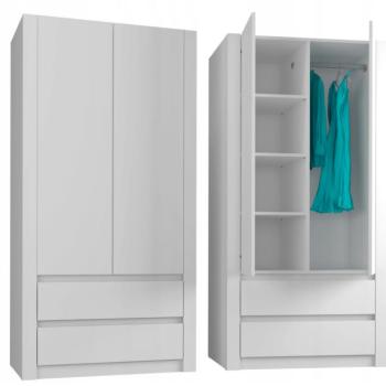 Modern kétajtós gardróbszekrény MODERN B20 180 x 90 x 55 cm - különböző színváltozatokban. fehér kép