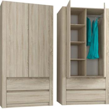 Modern kétajtós gardróbszekrény MODERN B20 180 x 90 x 55 cm - különböző színváltozatokban. sonoma kép