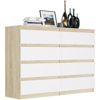 Modern komód 8 fiókos R-140-S8 - különböző színváltozatokban sonoma mix fehér kép