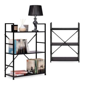 Modern polc 3 polccal fa / fém 80 x 59,5 x 23,5 cm fekete kép