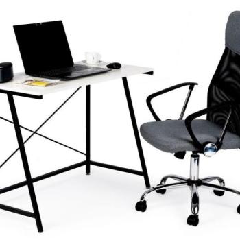 Modern számítógépasztal fehér színben kép