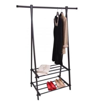 ModernHome Ruhaakasztó polcokkal - fekete kép