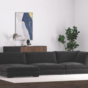 Moduláris sarokkanapé Concept 55 F109, Barna, 80x330x159cm, Lábak: Fa kép