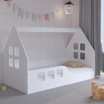 Montessori Házikó gyerekágy 160 x 80 cm fehér - balos kép