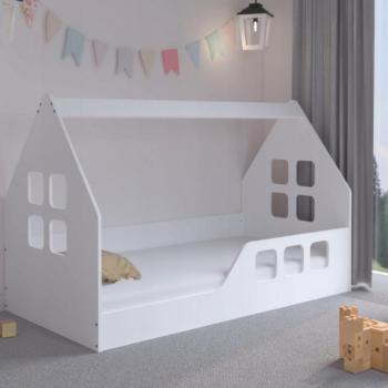 Montessori Házikó gyerekágy 160 x 80 cm fehér - jobbos kép