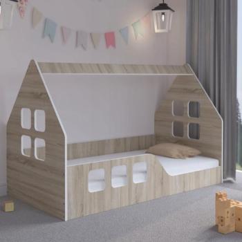 Montessori Házikó gyerekágy sonoma tölgyfa 160 x 80 cm - balos kép