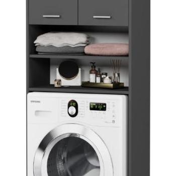 Mosógépszekrény tárolóhelyekkel antracit kép